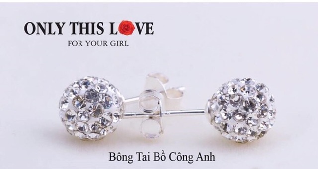 Khuyên tai cầu pha lê 6- 8li chốt bạc nmj