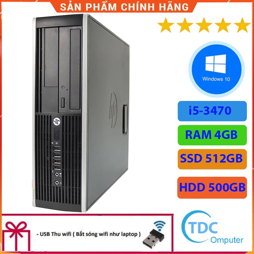 Case máy tính để bàn HP Compaq 6300 SFF CPU i5-3470 Ram 4GB SSD 512GB HDD 500GB Tặng USB thu Wifi, Bảo hành 12 tháng