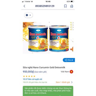 Sữa nghệ Nano Curcumin Gold [900g]