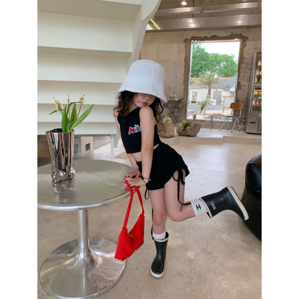 Set Đồ Thể Thao Mùa Hè 48 Giờ Gồm Áo Ba Lỗ Phong Cách Phương Tây Cho Bé Gái