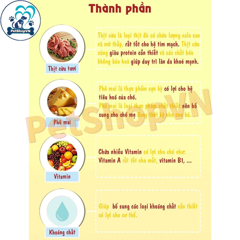 Bánh Thưởng Phô Mai Thịt Cừu Cho Chó BOWWOW Túi 100G