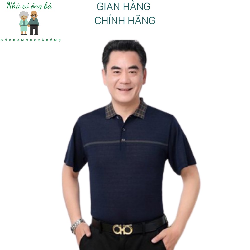 (THUN LOẠI 1) Áo thun kẻ ngang ngực có cổ cộc tay cho bố mùa hè, áo trung niên nam từ 40- 70 tuổi đẹp lịch sự trẻ trung