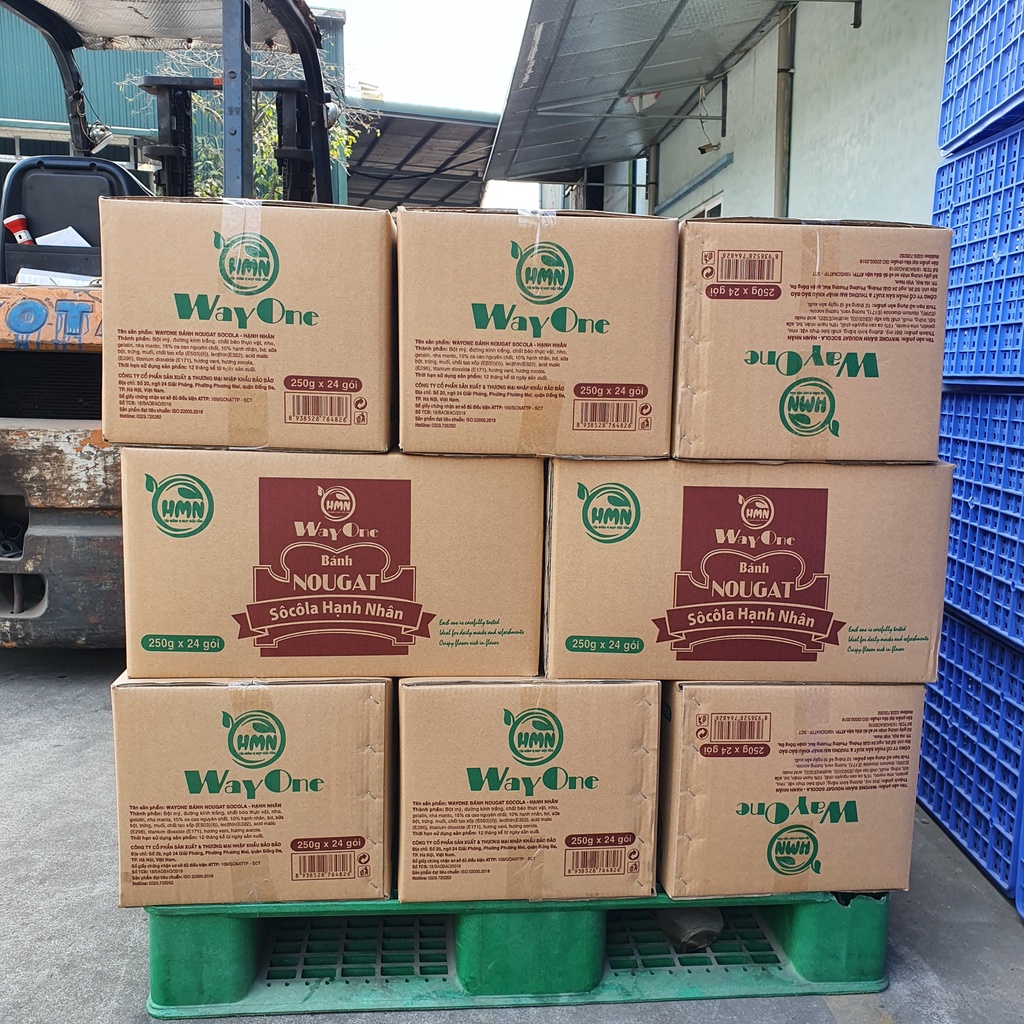 1 THÙNG 24 GÓI NOUGAT SOCOLA HẠNH NHÂN 250G/GÓI - BÁNH HẠNH PHÚC - KẸO HẠT