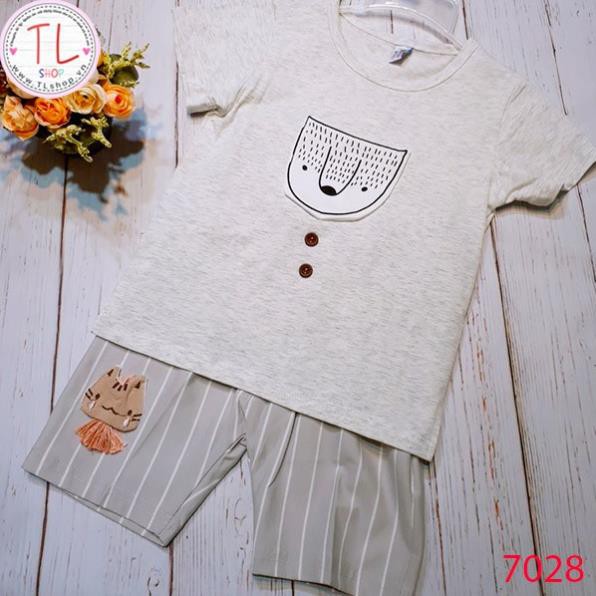 Thời Trang Trẻ Em -Set đồ lửng cho bé trai họa tiết đính nút – Quần Áo Bé Trai - Bộ Bé Trai - Quần Áo Bé Gái - Bộ Bé