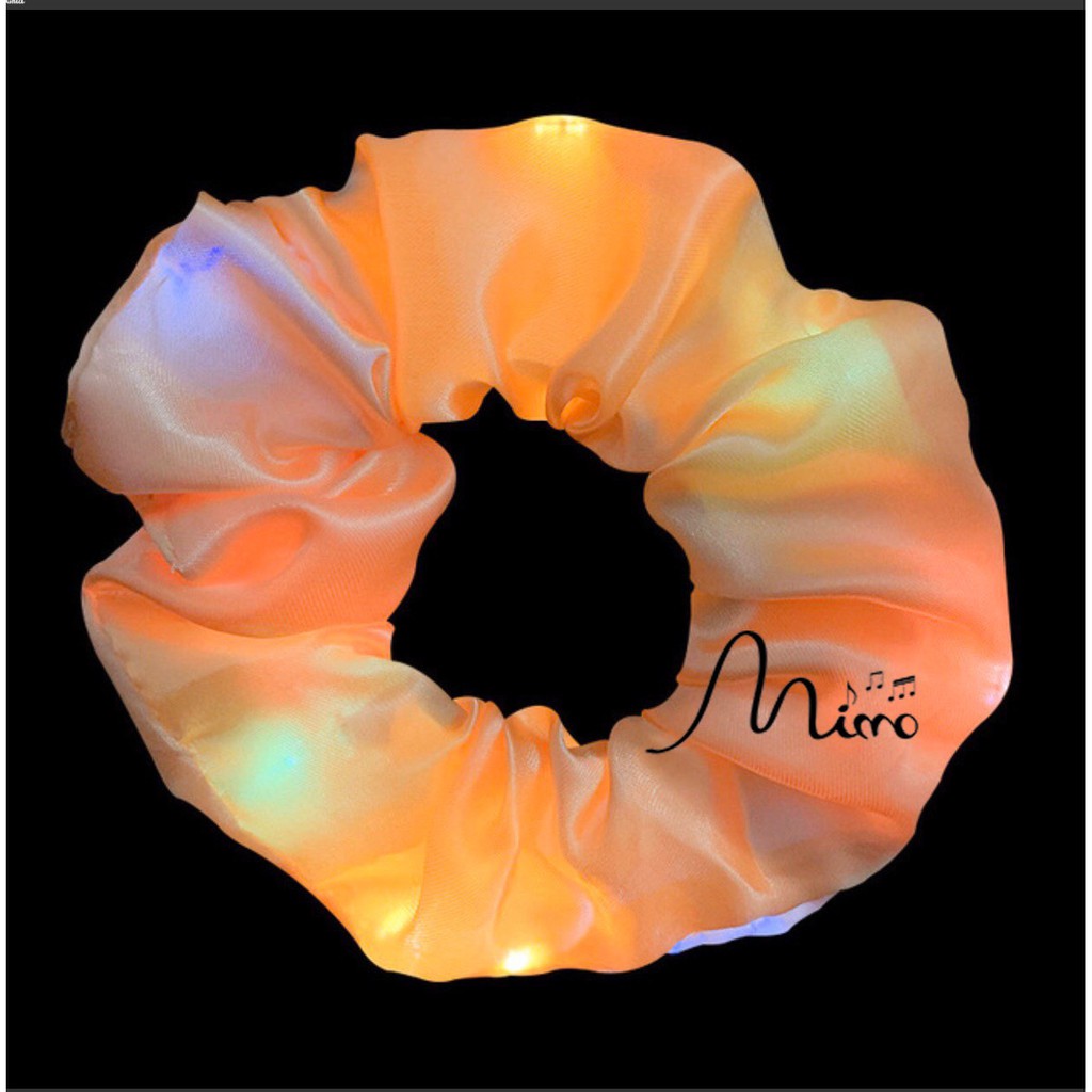 Dây Scrunchies, cột tóc, vòng tay vải phi bóng phát sáng 8 màu