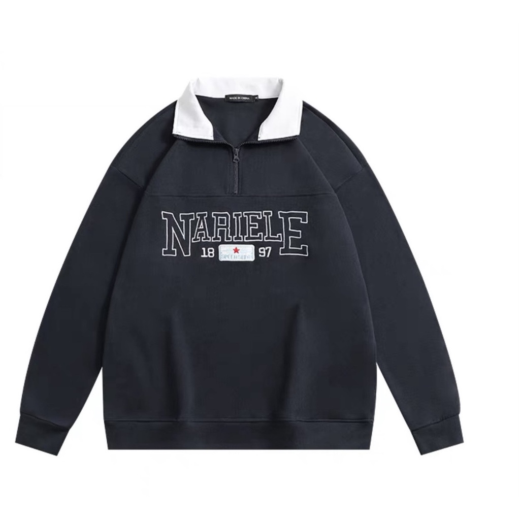 Áo Sweater Polo Narriele Chất Bo Tăm Dày Unisex - Hoodie polo cổ bẻ form rộng thiết kế trẻ trung, phong cách hàn qu