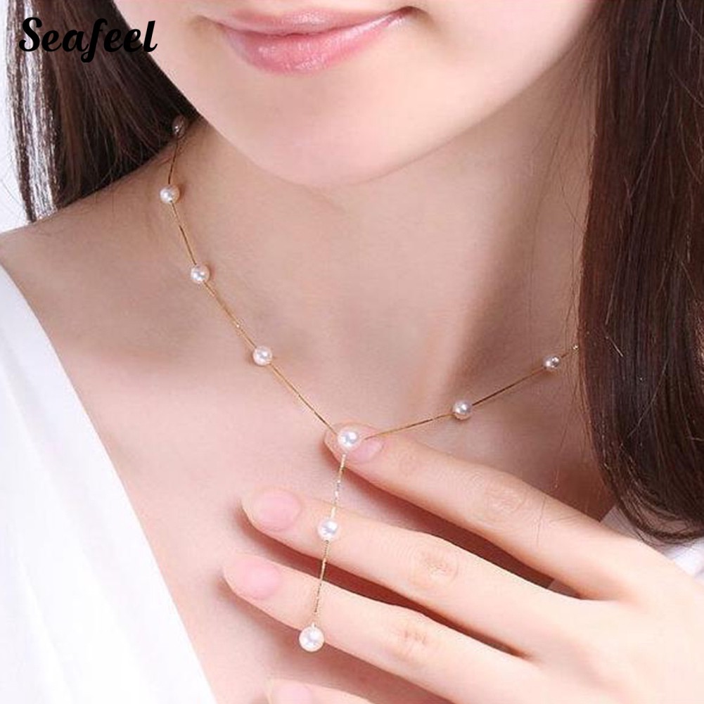 Set dây chuyền / vòng tay / khuyên tai đính ngọc trai nhân tạo thời trang