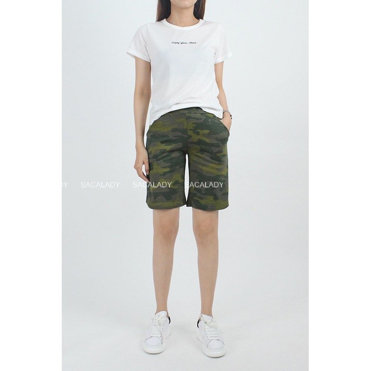 Quần Short Unisex F21 Cotton Nỉ Vằn Lính - 2788