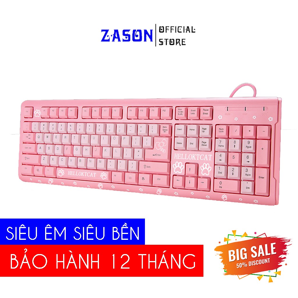 Bàn phím máy tính HELLO KITTY CAT Màu hồng | Bàn phím hồng siêu cute cho nữ Bảo Hành 12 Tháng | BigBuy360 - bigbuy360.vn