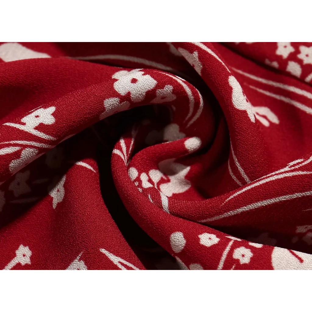 Đầm Zara vạt chéo đỏ hoa trắng mặc gầy xinh D30VCG74N9 | BigBuy360 - bigbuy360.vn