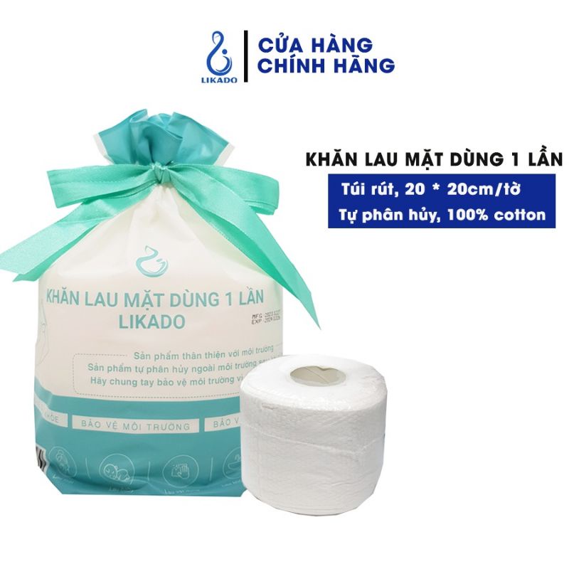 Khăn mặt khô LIKADO dùng lau mặt 1 lần, tẩy trang, lau khô, lau ướt, cotton mềm, dai, mịn