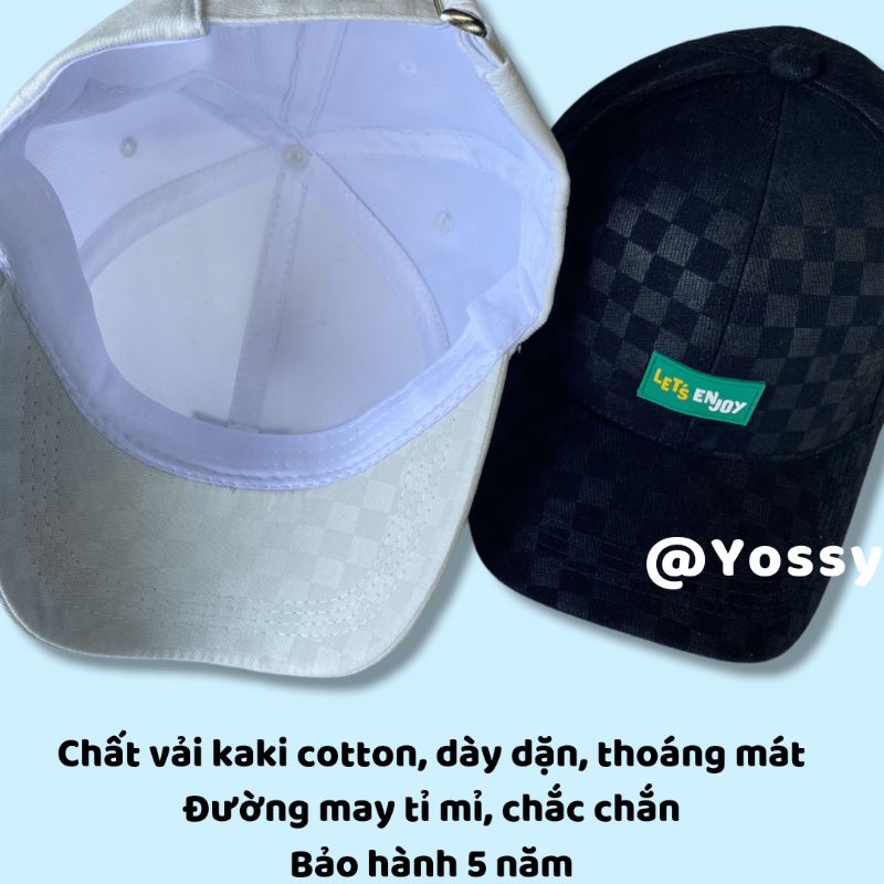 Mũ lưỡi trai Yossy Let's Enjoy Phong Cách Hàn Quốc ❤ Nón Kết caro nam nữ Unisex
