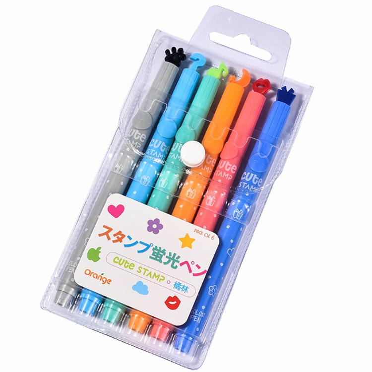 Set bút highlight pastel sắc màu với nhiều hình cute dễ thương