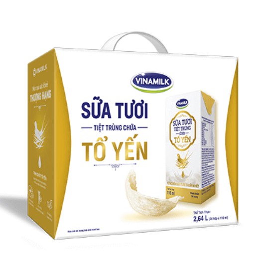 SỮA TƯƠI TIỆT TRÙNG VINAMILK CÓ CHỨA TỔ YẾN - THÙNG 24 HỘP 110ML