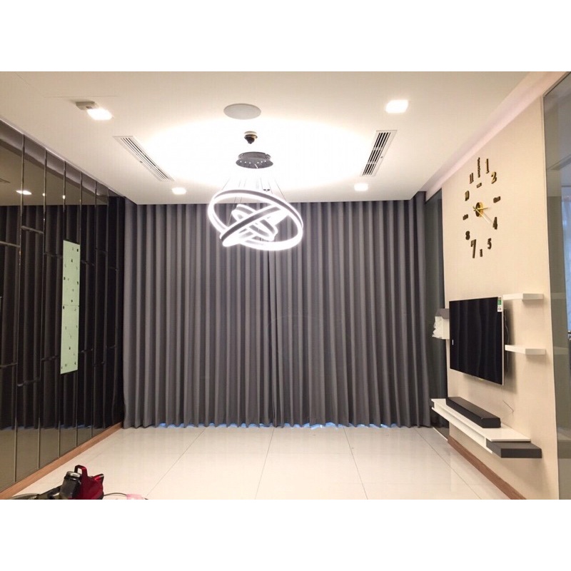 Rèm xám thô ngang 3m, trơn 2 mặt, cản nắng 90%