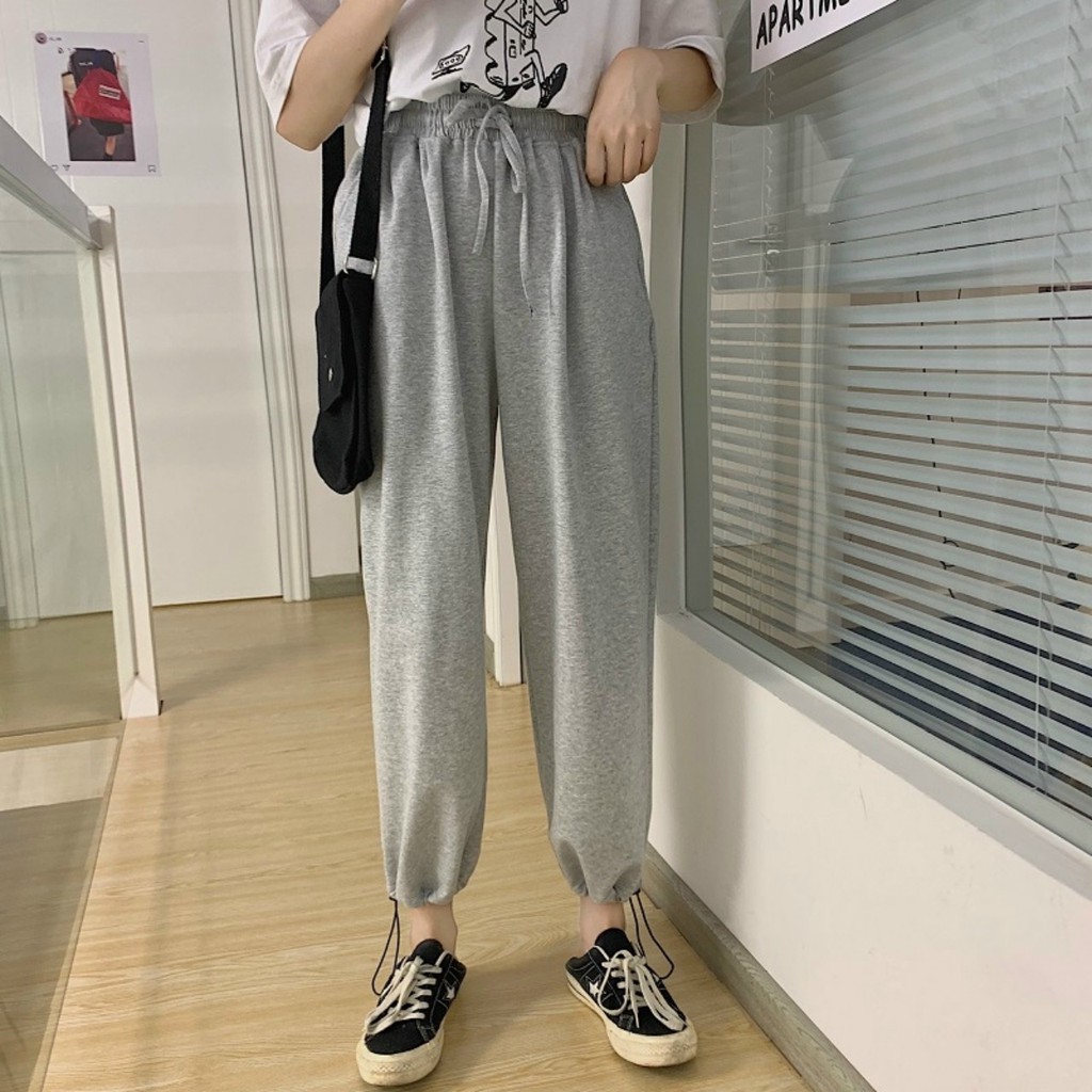 Quần Thun Nỉ GOURD Unisex Jogger dáng thụng dây rút ống rộng màu ĐEN | XÁM Ulzzang nam nữ SIÊU HOT
