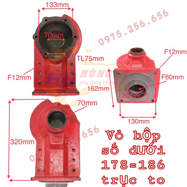 Vỏ hộp số dưới 178=186 trục To phụ tùng Hùng Lỳ