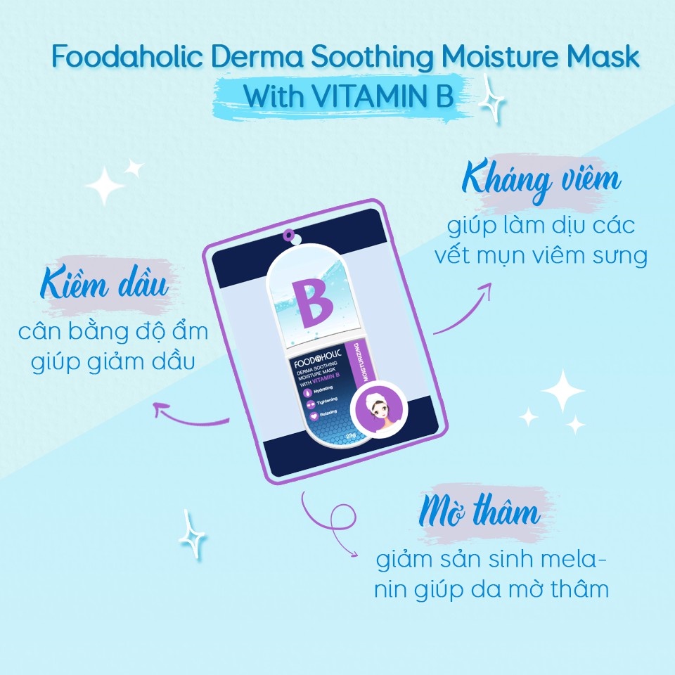 Mặt Nạ Dưỡng Ẩm Cung Cấp Dưỡng Chất Cho Da Chiết Xuất Vitamin B Foodaholic Derma Soothing Moisture Mask 23g