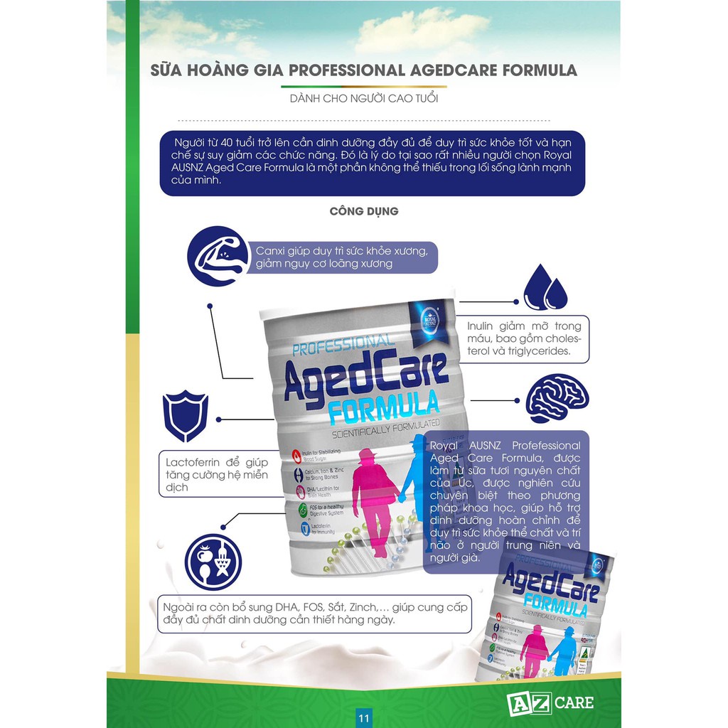 SỮA HOÀNG GIA ÚC AGEDCARE FORMULA  - DÀNH CHO NGƯỜI TRÊN 40 TUỔI