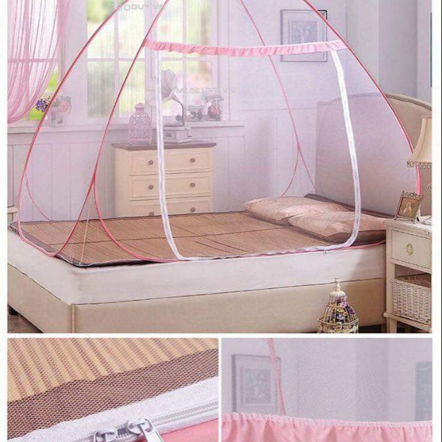 Mùng Chụp Tự Bung xếp gọn dễ dàng mở và xếp gọn- Sản phẩm được làm từ chất liệu vải tuyn mềm mại với khung thép chắc..