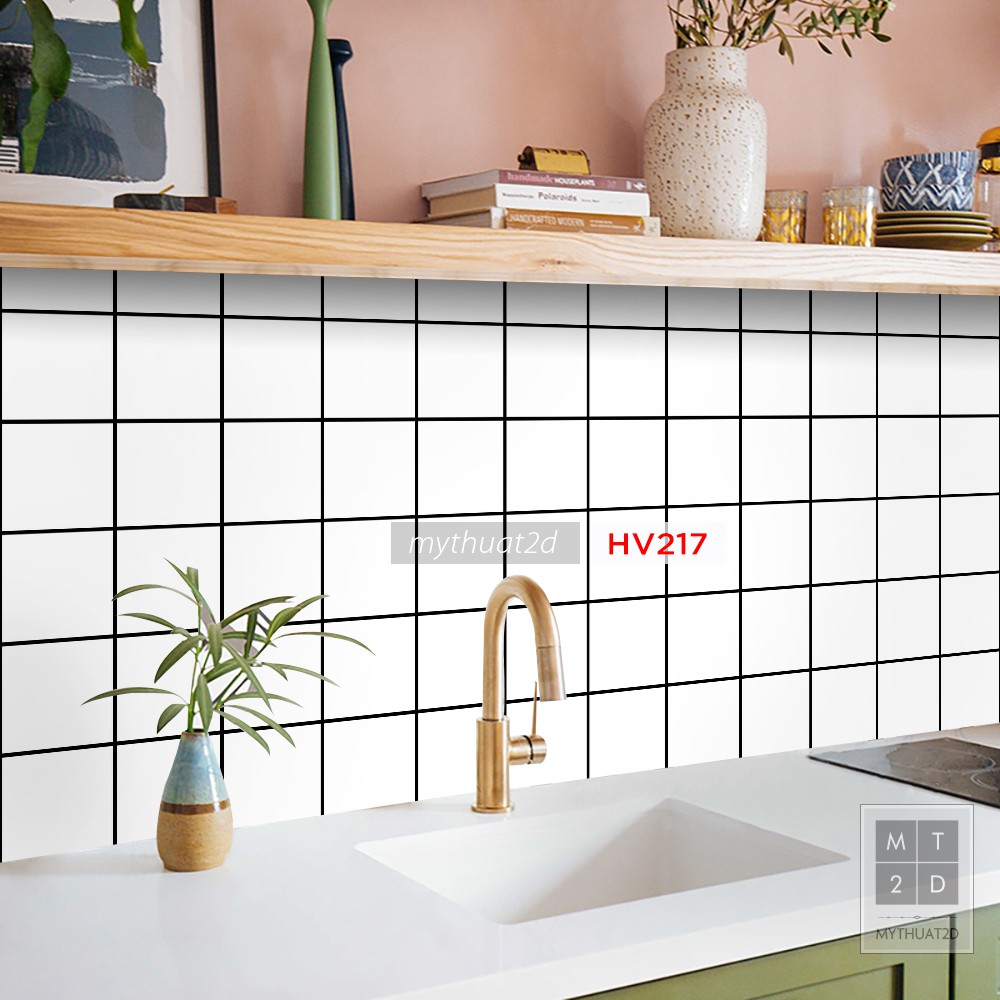 Cuộn 2 mét dài Decal gạch bông dán bếp dán tường, nhà tắm_kt 200x60cm