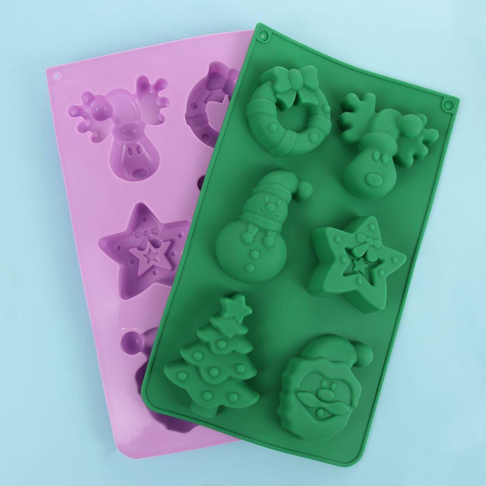 Khuôn Silicone Làm Xà Phòng Sáp Thơm Hình Ông Già Noel 6 Lỗ