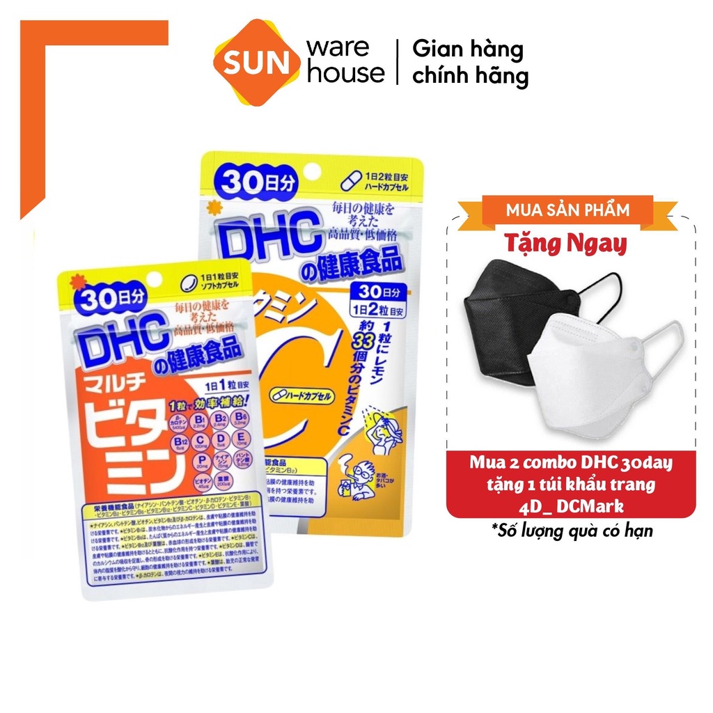 Combo Viên Uống DHC Vitamin C Và DHC Multi Vitamins Cung Cấp Dưỡng Chất, Hỗ Trợ Sức Khỏe - 30 Ngày