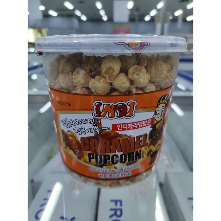 Bỏng ngô caramen hàn quốc, bắp nổ caramen hàn quốc 180G - 인디 팝콘 카라멜