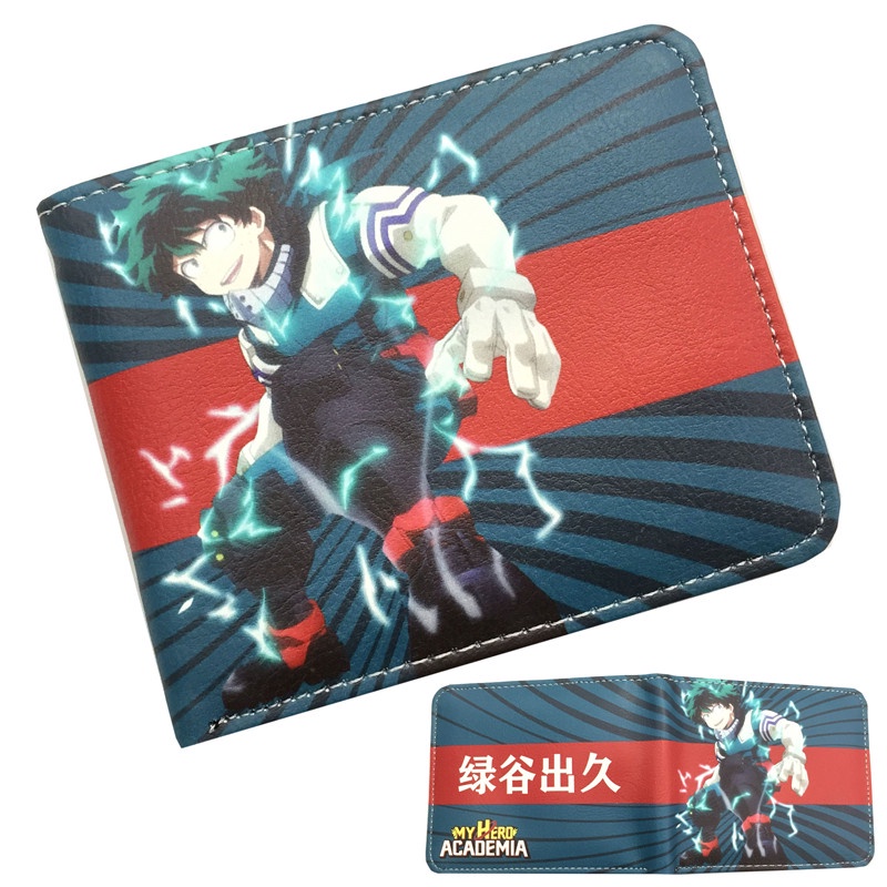 Ví Da PU Ngắn Gập Đôi In Hình My Hero Academia Midoriya Izuku Deku Thời Trang Cho Nam Giá Đỡ