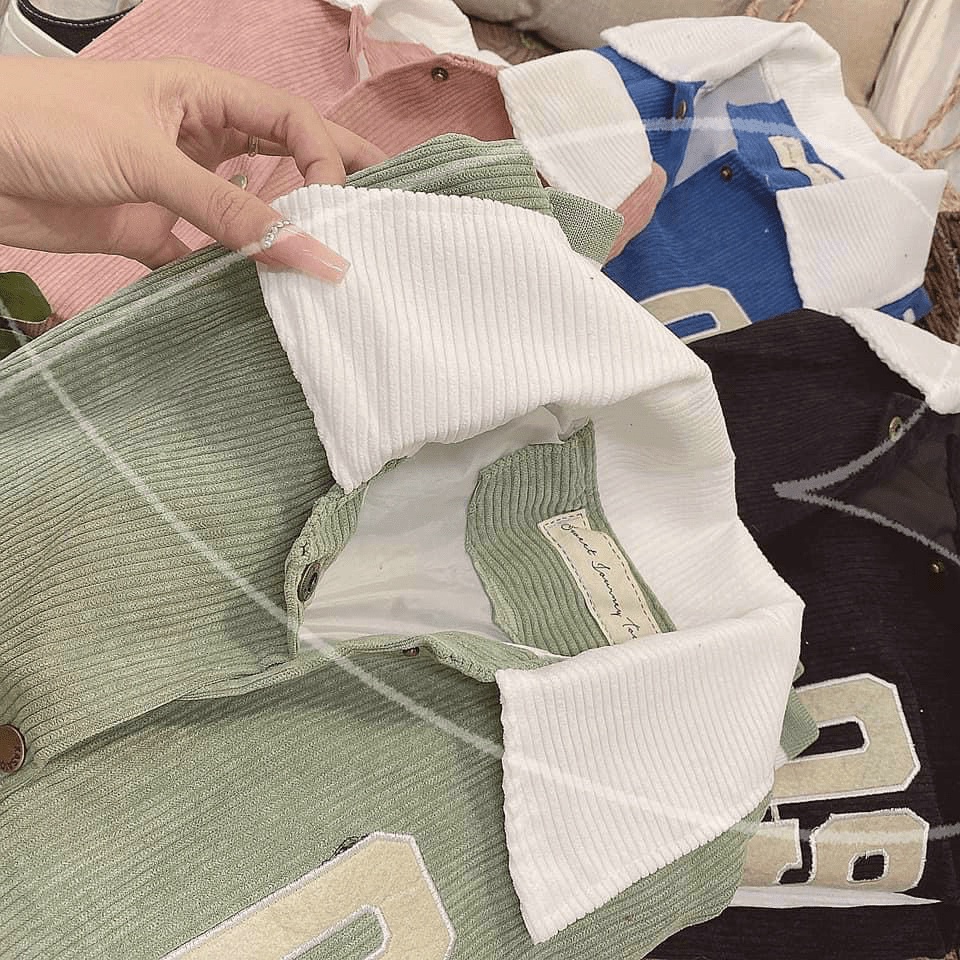 Áo Khoác Bomber Nhung Tăm Nan Nữ Form Rộng Cực Xịn Hot