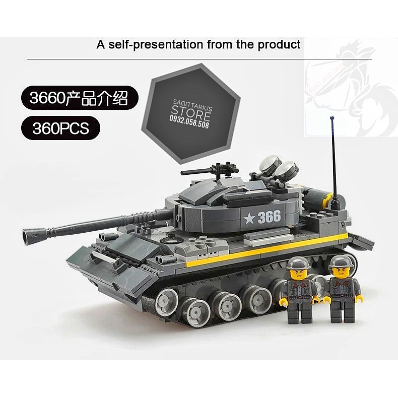 Lego Wange 3660 Lắp Ráp Xe Tăng Hạng Nặng - Heavy Tank ( 360 Mảnh )- Hàng có sẵn