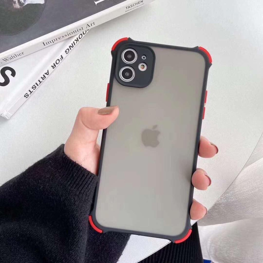 Ôp nhám viền màu chống sốc bảo vệ camera IPhone