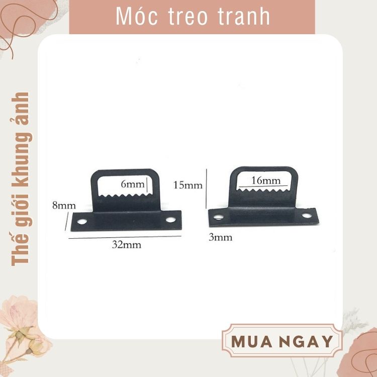 Móc đen treo tranh canvas, dễ dàng lắp đặt, treo được khung tranh có kích thước lớn