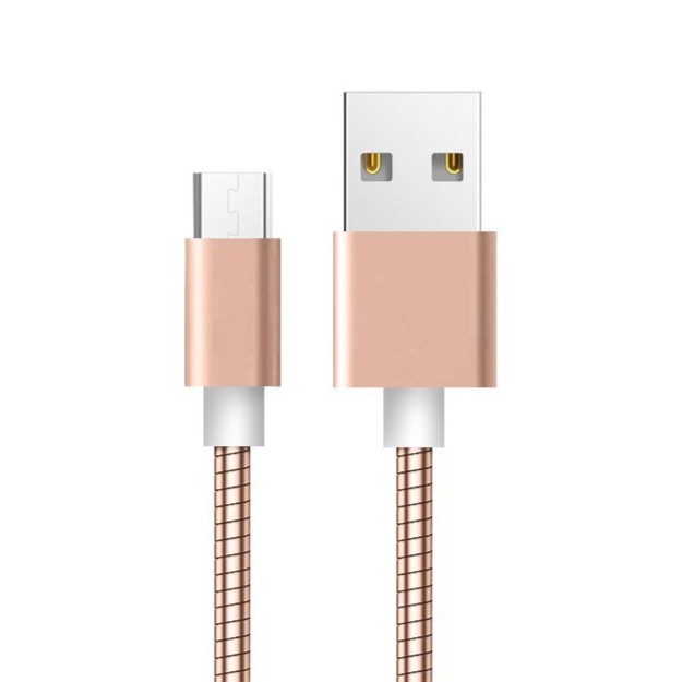 Cáp sạc nhanh vỏ dây kim loại với cổng lightning và micro USB (1m)