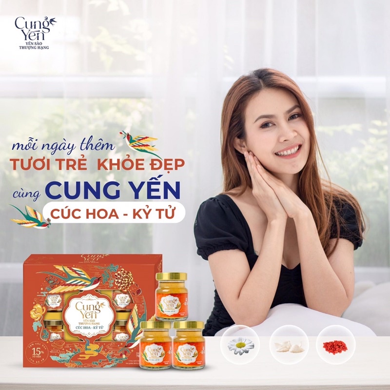 (sale 50%)Cung Yến,Yến sào thượng hạng , nước yến thảo mộc cúc hoa-kỳ tử 70ml * 6 lọ