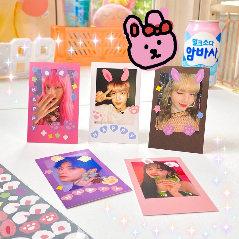 Stickers Trang Trí Ảnh Họa Tiết Tai Thỏ