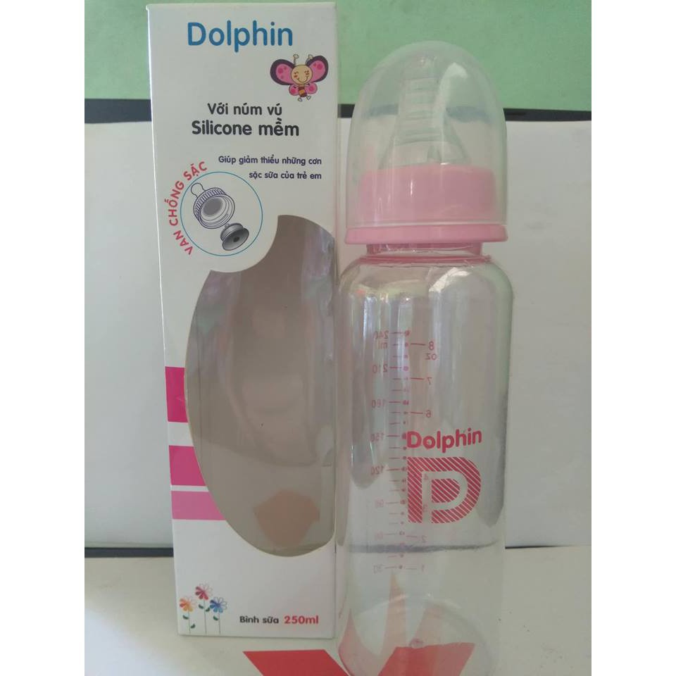 🎯KHUYẾN MÃI 🎯BÌNH SỮA DOLPHIN CỔ HEP có Van Chống Sặc 60ml/120ML/240ML cho bé