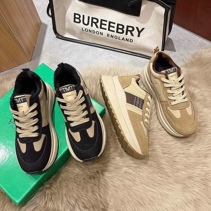 Giày thể thao nữ, sneaker độn đế 5 phân phối màu nâu đen