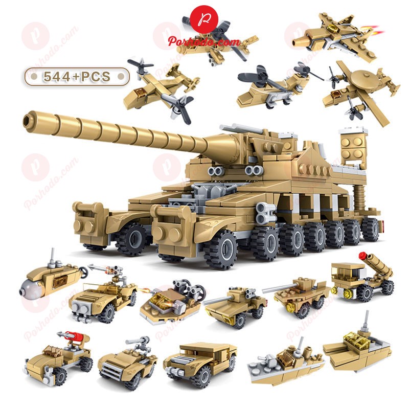 Bộ đồ chơi lắp ráp Lego xe tăng 544 chi tiết 16 trong 1 cho bé KB216100, Đồ chơi xếp hình xe chiến đấu thông minh