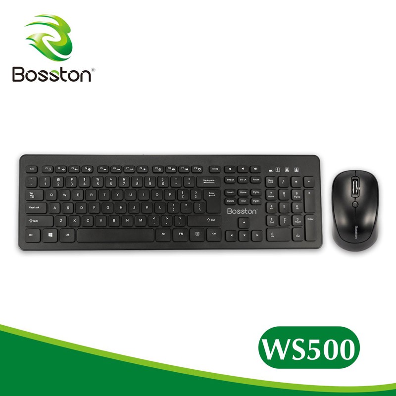 Combo chuột và bàn phím không dây wireless Bosston WS500 phím bấm cực êm