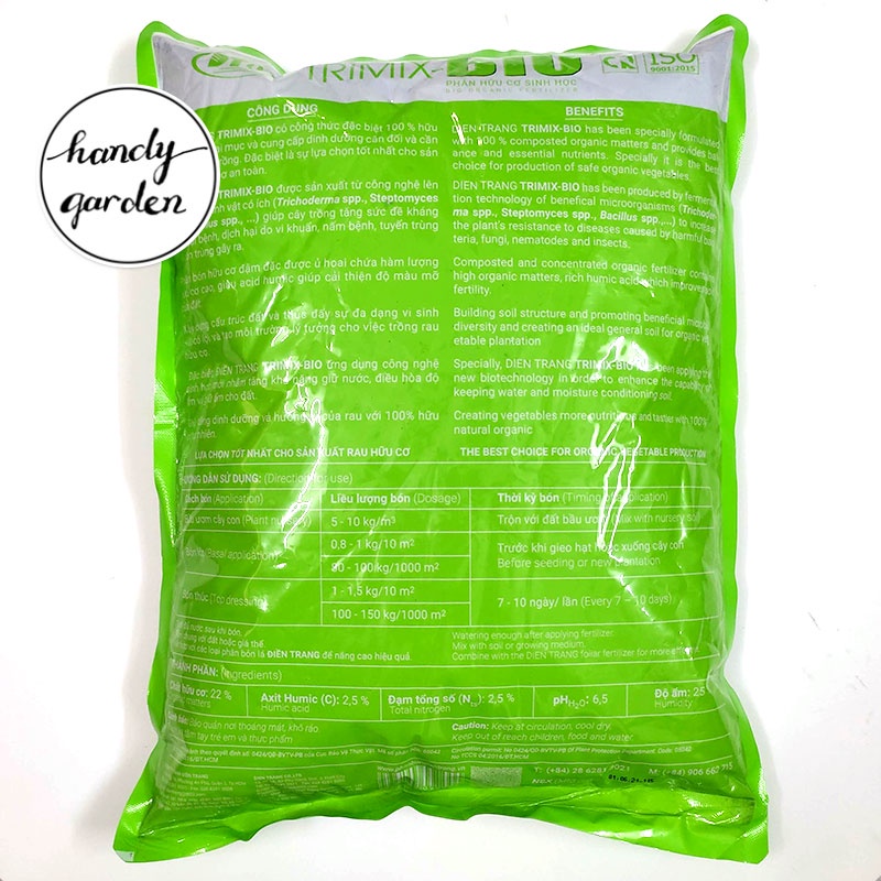 500g Phân Bón Rau Hữu Cơ TRIMIX-BIO Điền Trang PG062, trồng rau sạch tại nhà | HandyGarden