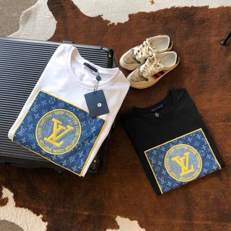 L Hàng Có Sẵn Áo Thun Cotton Trơn In Chữ Đơn Giản Có Nhãn Dán Và Nhãn Dán Hình Quảng Cáo Cho Nam Nữ