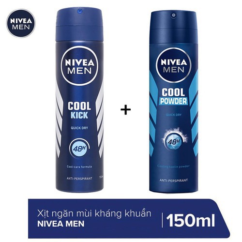 Combo 2 Xịt Ngăn Mùi Dành Cho Nam Mát Lạnh Nivea Men 150ml/chai