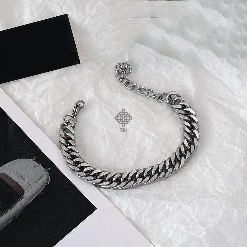 Vòng tay xích cuban titan nguyên chất, Lắc tay hiphop unisex mắc xích cá tính, trangsucmoiluatuoi.RIN