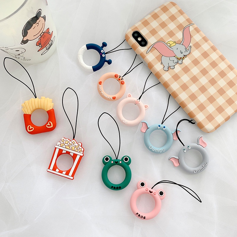 Phim hoạt hình dễ thương Điện thoại silicone mềm Dây buộc vòng ngắn có thể được sử dụng cho USB, vỏ điện thoại, móc khóa, v.v.