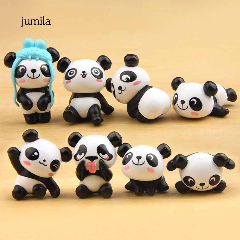 Set 8 mô hình gấu trúc dùng trang trí tiểu cảnh độc đáo