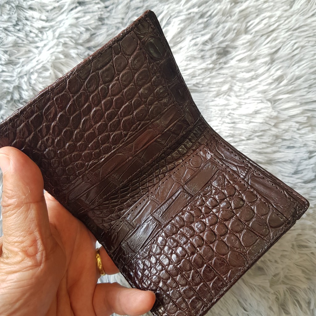 Ví Da Cá Sấu, Da Gù | Ví Cá Sấu 2 Mặt, Ví Da Cá Sấu, Bóp Cá Sấu, Ví Cá Sấu Màu Nâu | Dáng Đứng, Bóp Cá Sấu Nguyên Tấm