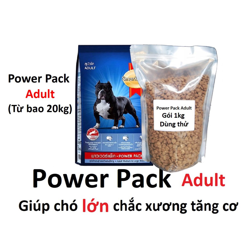 (1kg dùng thử)- Thức ăn chó SMARTHEART POWER PACK (dùng cho mọi loại chó) tăng cơ chắc xương