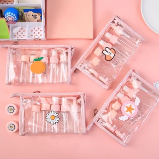 Bộ chiết mỹ phẩm du lịch 10 món hình siêu cute HÀNG ĐỘC QUYỀN Bộ 7 món với 4 hình dán sticker heo hồng,khiên sa.ku.ra-❣❣