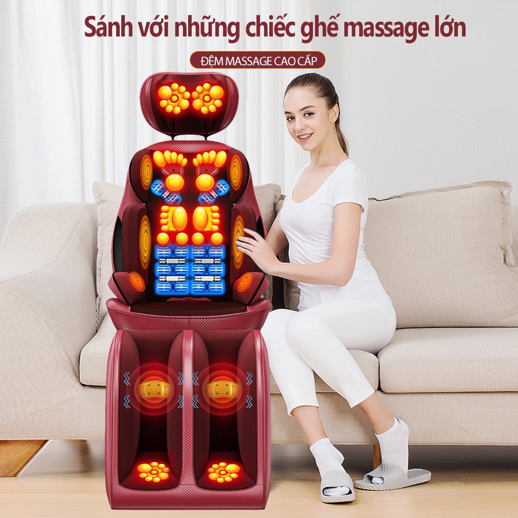 Ghế massage toàn thân, Ghế đệm massage toàn thân rung đa năng,  massage vai gáy,lưng, toàn thân gia dụng dành cho